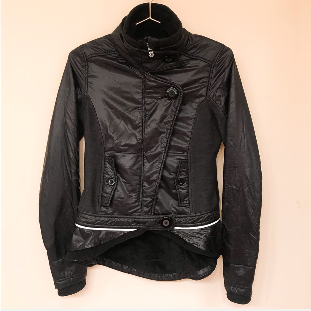 Lululemon Black Pedal Power Moto coat 4 EUC